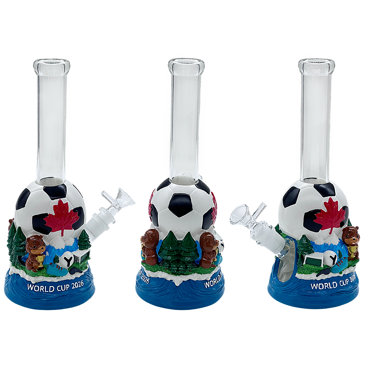 Maple Leaf Soccer Silicone Waterpipe (H597) | 10.4 inches | Assorted Colors product image